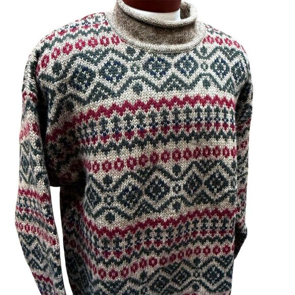 Vintage Abercrombie & Fitch The Big Sweater Fair Isle Pullover Multicolor Large - Picture 8 of 15